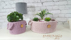 Korb gehäkelt rund, Baumwollkorb, Babyzimmer deko, Kinderzimmer Dekoration, Babyausstattung Babypartygeschenk, Babyzimmer Aufbewahrung,