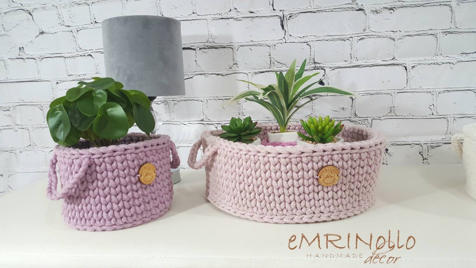 Korb gehäkelt rund, Baumwollkorb, Babyzimmer deko, Kinderzimmer Dekoration, Babyausstattung Babypartygeschenk, Babyzimmer Aufbewahrung,