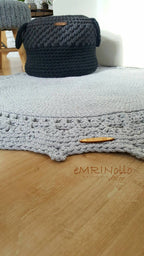 Teppich rund Wohnzimmer, Baumwollteppich gehäkelt, im skandinavischem Stil, Babyzimmer deko, kleines Bad, Geschenkidee, Kinderzimmer deko