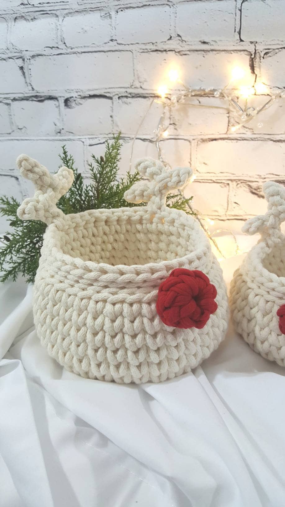 Gehäkelter Korb Rentier, Kinder Korb, Wohnzimmer Kinderzimmer Dekoration, Nikolausgeschenk, Weihnachtsgeschenk, Nordic Stile