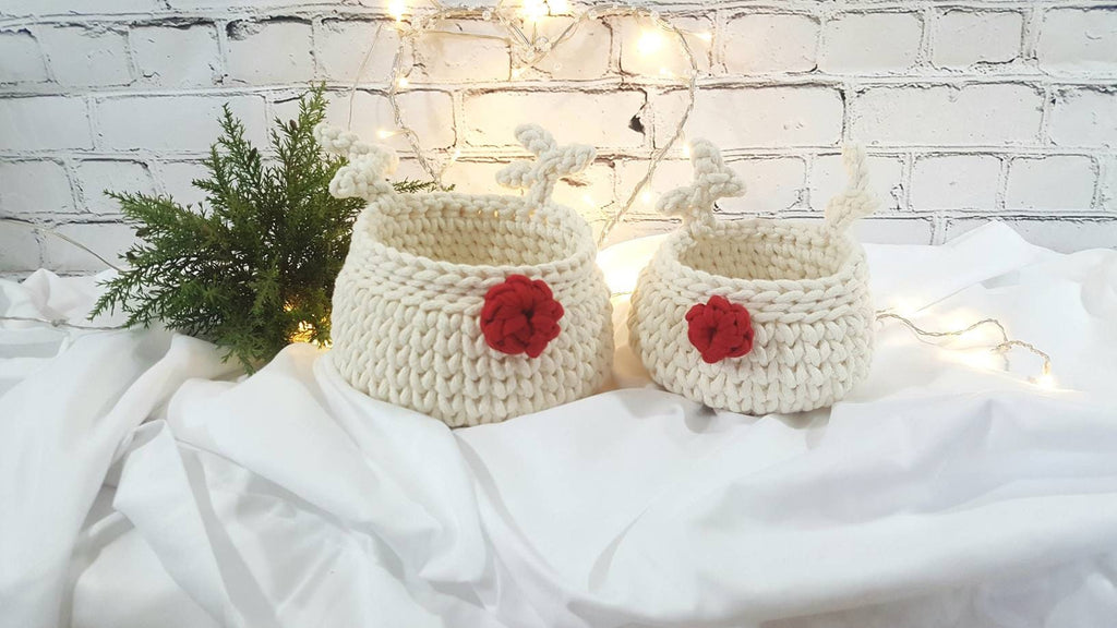 Gehäkelter Korb Rentier, Kinder Korb, Wohnzimmer Kinderzimmer Dekoration, Nikolausgeschenk, Weihnachtsgeschenk, Nordic Stile