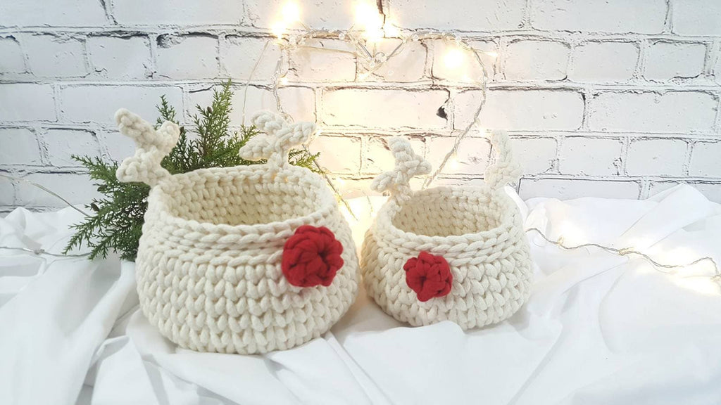 Gehäkelter Korb Rentier, Kinder Korb, Wohnzimmer Kinderzimmer Dekoration, Nikolausgeschenk, Weihnachtsgeschenk, Nordic Stile