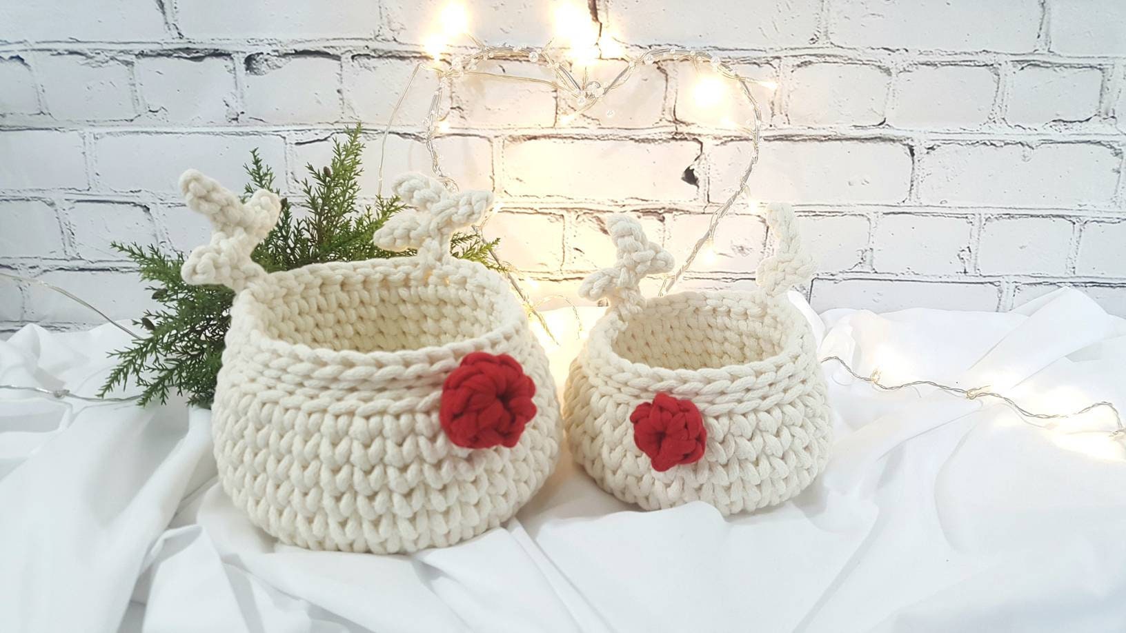 Gehäkelter Korb Rentier, Kinder Korb, Wohnzimmer Kinderzimmer Dekoration, Nikolausgeschenk, Weihnachtsgeschenk, Nordic Stile