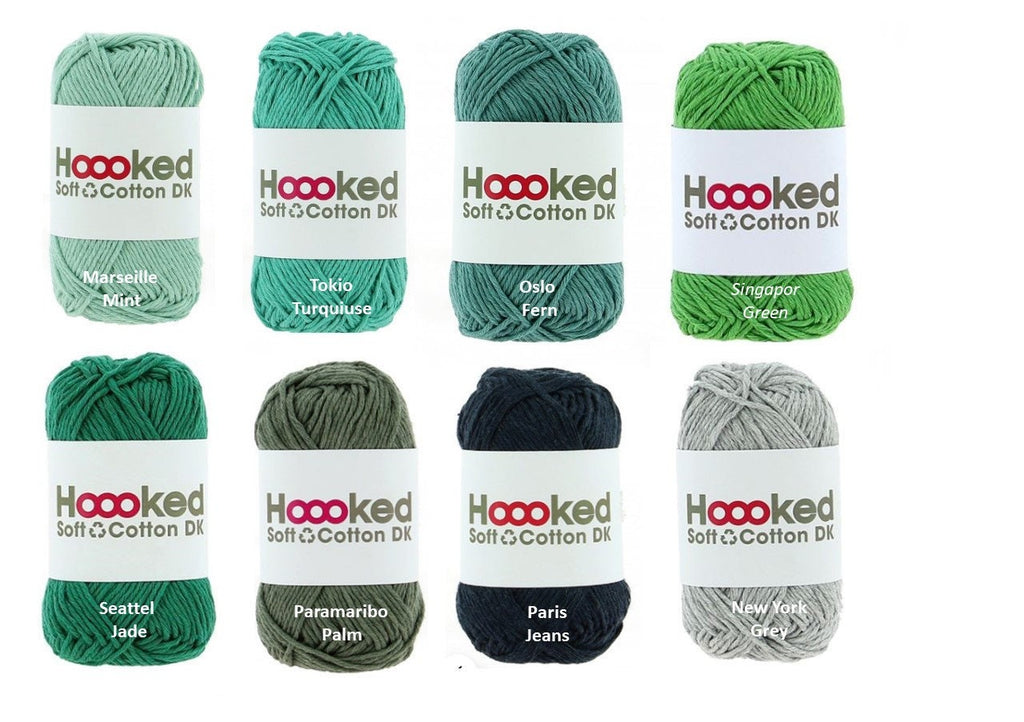 Baumwollgarn zum Stricken, HOOOKED Soft Cotton DK 32 Farben Baumwolle, 100 % recycelt, Grundpreis 1 kg=39,4 Euro, 50g = 85m, Weihnachtsdeko,