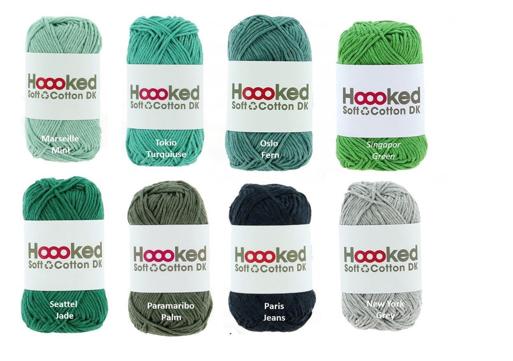 HOOOKED Soft Cotton DK 32 Farben Baumwolle, 100 % recycelt, Grundpreis 1 kg=39,4 Euro, 50g = 85m, Weihnachtsdeko, zum Häkeln und Stricken