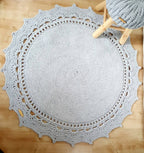 Teppich rund Wohnzimmer, Baumwollteppich gehäkelt, im skandinavischem Stil, Babyzimmer deko, kleines Bad, Geschenkidee, Kinderzimmer deko