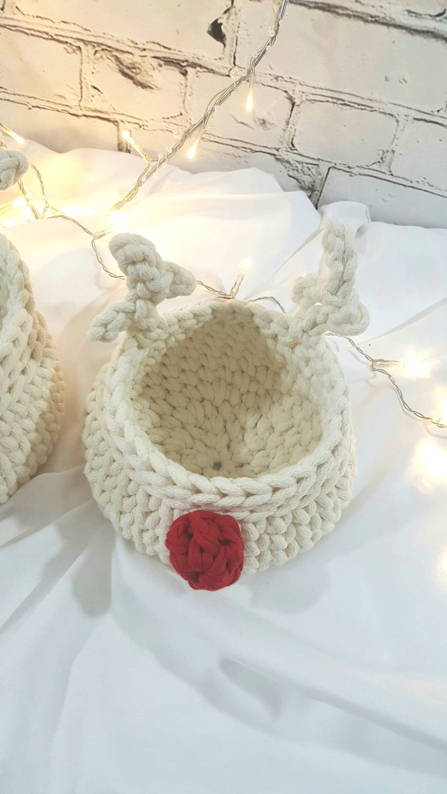 Gehäkelter Korb Rentier, Kinder Korb, Wohnzimmer Kinderzimmer Dekoration, Nikolausgeschenk, Weihnachtsgeschenk, Nordic Stile