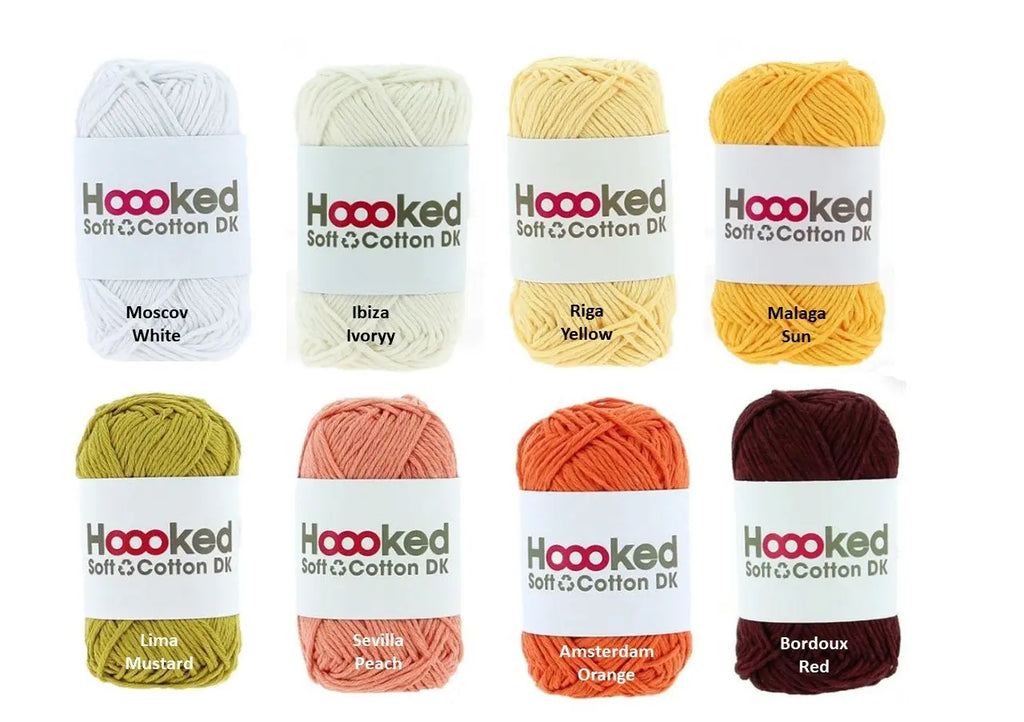 HOOOKED Soft Cotton DK 32 Farben Grundpreis 1 kg=39,4 Euro, 50g = 85m, Weihnachtsdeko, Baumwolle, 100 % recycelt, Häke
