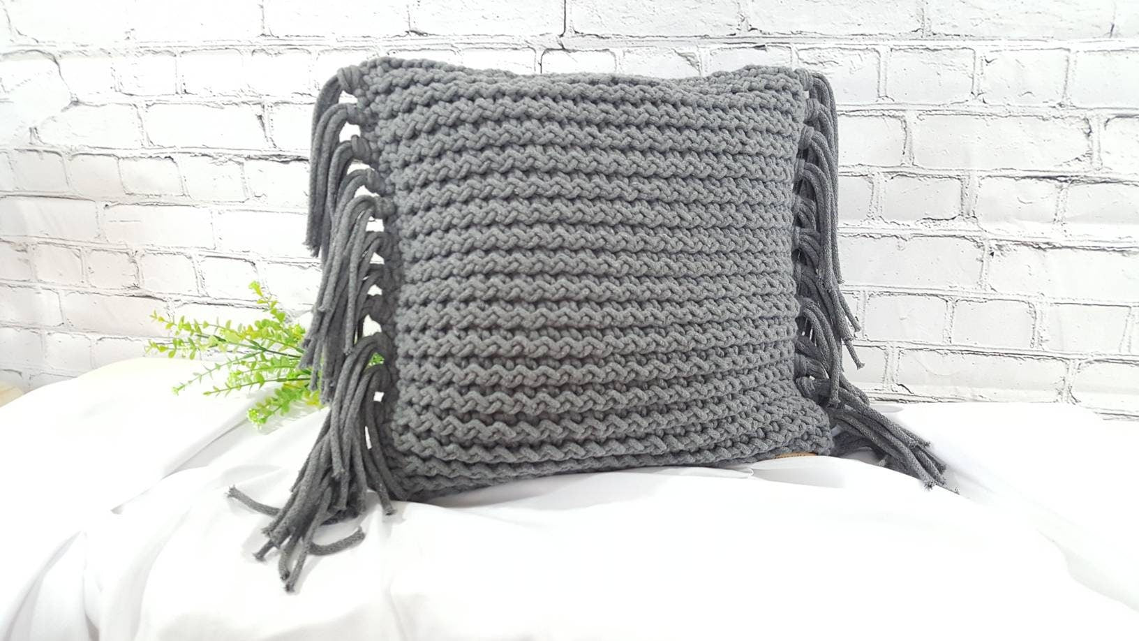 Kissen gehäkelt, Chunky Kissen, gehäkelte Wohnkultur, Hauseinweihungsgeschenk, skandinavisches Dekor, gestrickte moderne Kissen