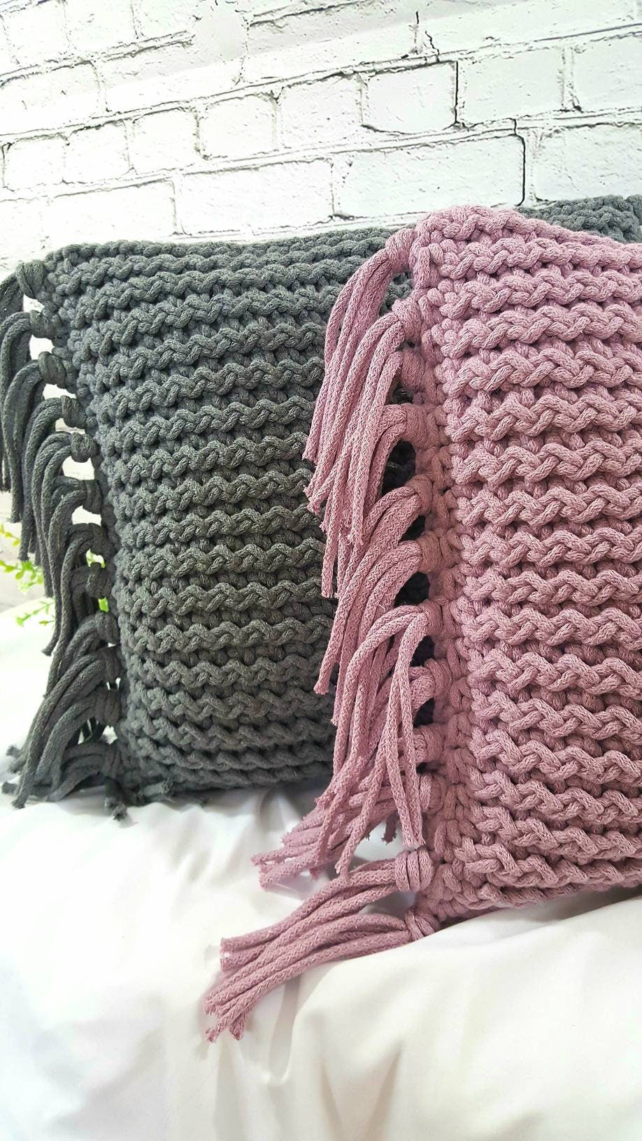 Kissen gehäkelt, Chunky Kissen, gehäkelte Wohnkultur, Hauseinweihungsgeschenk, skandinavisches Dekor, gestrickte moderne Kissen