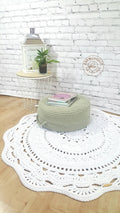 Teppich rund Wohnzimmer, Kinderzimmer Deko, Baumwollteppich, im skandinavischem Stil, vintage Teppich handgefertigt und nachhaltig