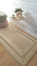 Teppichläufer Wohnzimmer eckig, Baumwollteppich, im skandinavischem Stil, vintage Teppich handgefertigt, Flurläufer, Kinderzimmer Deko
