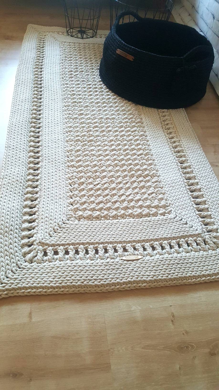 Teppichläufer Wohnzimmer eckig, Baumwollteppich, im skandinavischem Stil, vintage Teppich handgefertigt, Flurläufer, Kinderzimmer Deko
