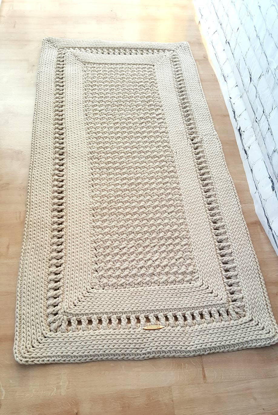 Teppichläufer Wohnzimmer eckig, Vorleger, im skandinavischem Stil, vintage Teppich handgefertigt, Flurläufer, Kinderzimmer Deko