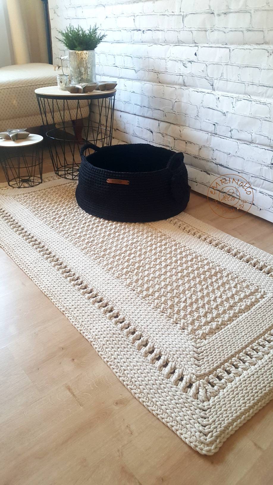Teppichläufer Wohnzimmer eckig, Vorleger, im skandinavischem Stil, vintage Teppich handgefertigt, Flurläufer, Kinderzimmer Deko