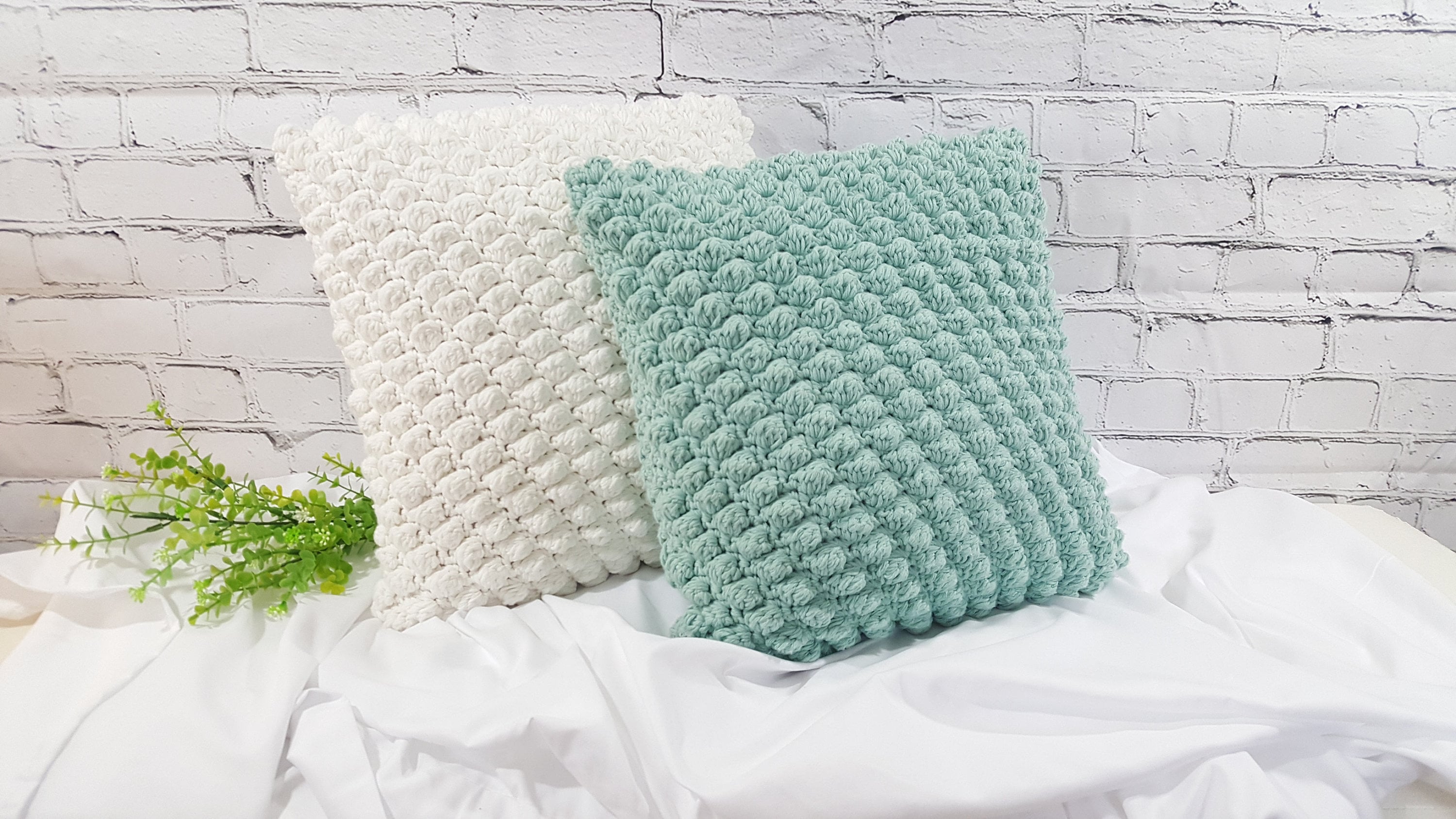 Gehäkeltes Bubble-Kissen, Skandinavische Wohnkultur aus Baumwolle für Sofa & Deko