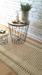 Teppichläufer Wohnzimmer eckig, Baumwollteppich, im skandinavischem Stil, vintage Teppich handgefertigt, Flurläufer, Kinderzimmer Deko