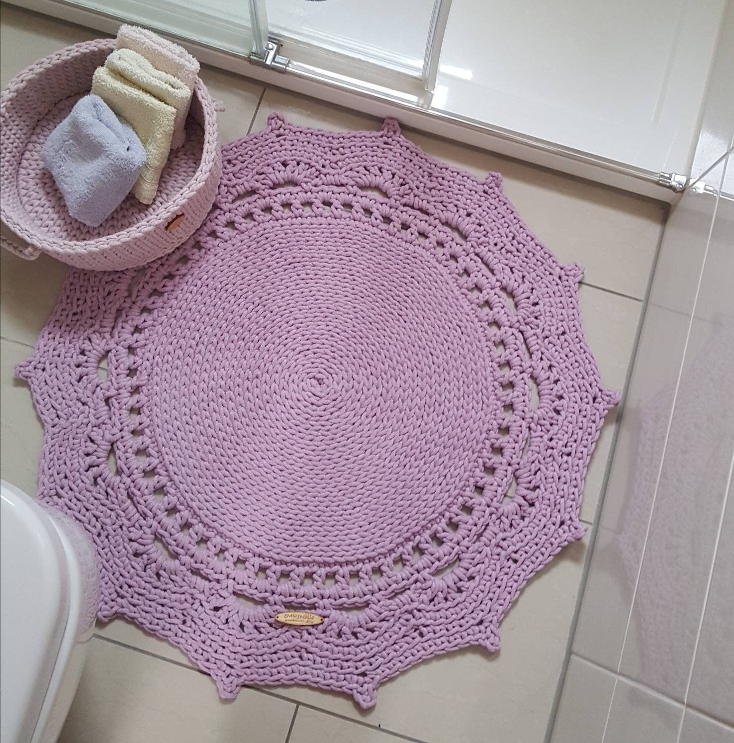 Runder Teppich, gehäkelter Teppich Kinderzimmer Dekor, gehäkelte Teppiche, im skandinavischen neutral Dekor, vintage, Teppich handgefertigt