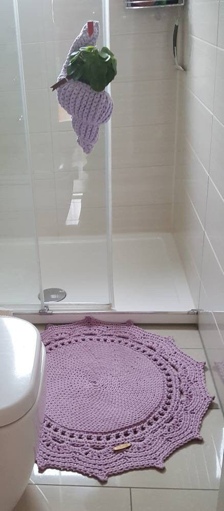 Teppich Wohnzimmer, rund Baumwollteppich gehäkelt, im skandinavischem Stil, Babyzimmer deko, kleines Bad, Geschenkidee, Kinderzimmer deko