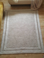 Teppich eckig für Wohnzimmer, Kinderzimmer Deko, Baumwollteppich, im skandinavischem Stil, Teppich handgefertigt und nachhaltig, Geschenk