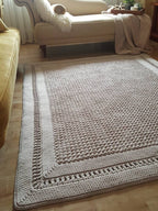 Teppich eckig für Wohnzimmer, Kinderzimmer Deko, Baumwollteppich, im skandinavischem Stil, Teppich handgefertigt und nachhaltig, Geschenk