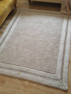Teppich eckig für Wohnzimmer, Kinderzimmer Deko, Baumwollteppich, im skandinavischem Stil, Teppich handgefertigt und nachhaltig, Geschenk