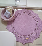 Teppich Wohnzimmer, rund Baumwollteppich gehäkelt, im skandinavischem Stil, Babyzimmer deko, kleines Bad, Geschenkidee, Kinderzimmer deko