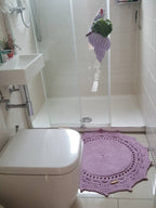 Teppich Wohnzimmer, rund Baumwollteppich gehäkelt, im skandinavischem Stil, Babyzimmer deko, kleines Bad, Geschenkidee, Kinderzimmer deko
