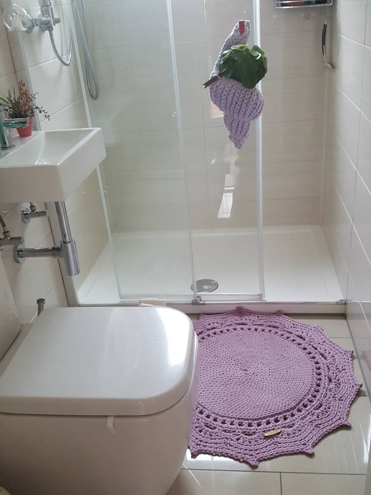 Teppich Wohnzimmer, rund Baumwollteppich gehäkelt, im skandinavischem Stil, Babyzimmer deko, kleines Bad, Geschenkidee, Kinderzimmer deko