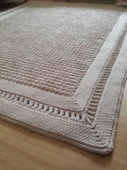 Teppich eckig für Wohnzimmer, Kinderzimmer Deko, Baumwollteppich, im skandinavischem Stil, Teppich handgefertigt und nachhaltig, Geschenk