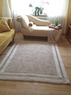 Teppich eckig für Wohnzimmer, Kinderzimmer Deko, Baumwollteppich, im skandinavischem Stil, Teppich handgefertigt und nachhaltig, Geschenk