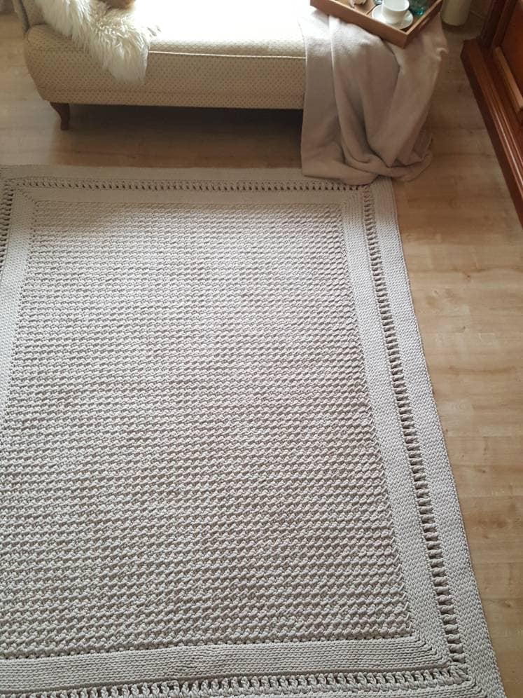 Teppich eckig für Wohnzimmer, Kinderzimmer Deko, Baumwollteppich, im skandinavischem Stil, Teppich handgefertigt und nachhaltig, Geschenk