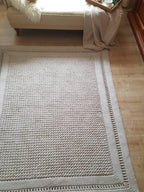 Teppich eckig für Wohnzimmer, Kinderzimmer Deko, Baumwollteppich, im skandinavischem Stil, Teppich handgefertigt und nachhaltig, Geschenk