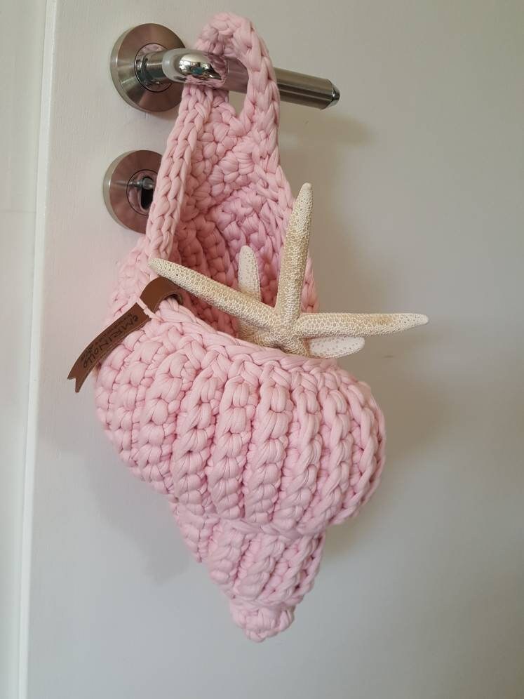 Shell Muschelkorb Muschel gehäkelt Hängekorb Aufbewahrung Giveaway Deko Housewarminggeschenk dekorativ Korb Wohnkultur Baumwolle