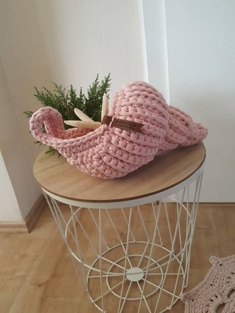 Shell Muschelkorb Muschel gehäkelt Hängekorb Aufbewahrung Giveaway Deko Housewarminggeschenk dekorativ Korb Wohnkultur Baumwolle