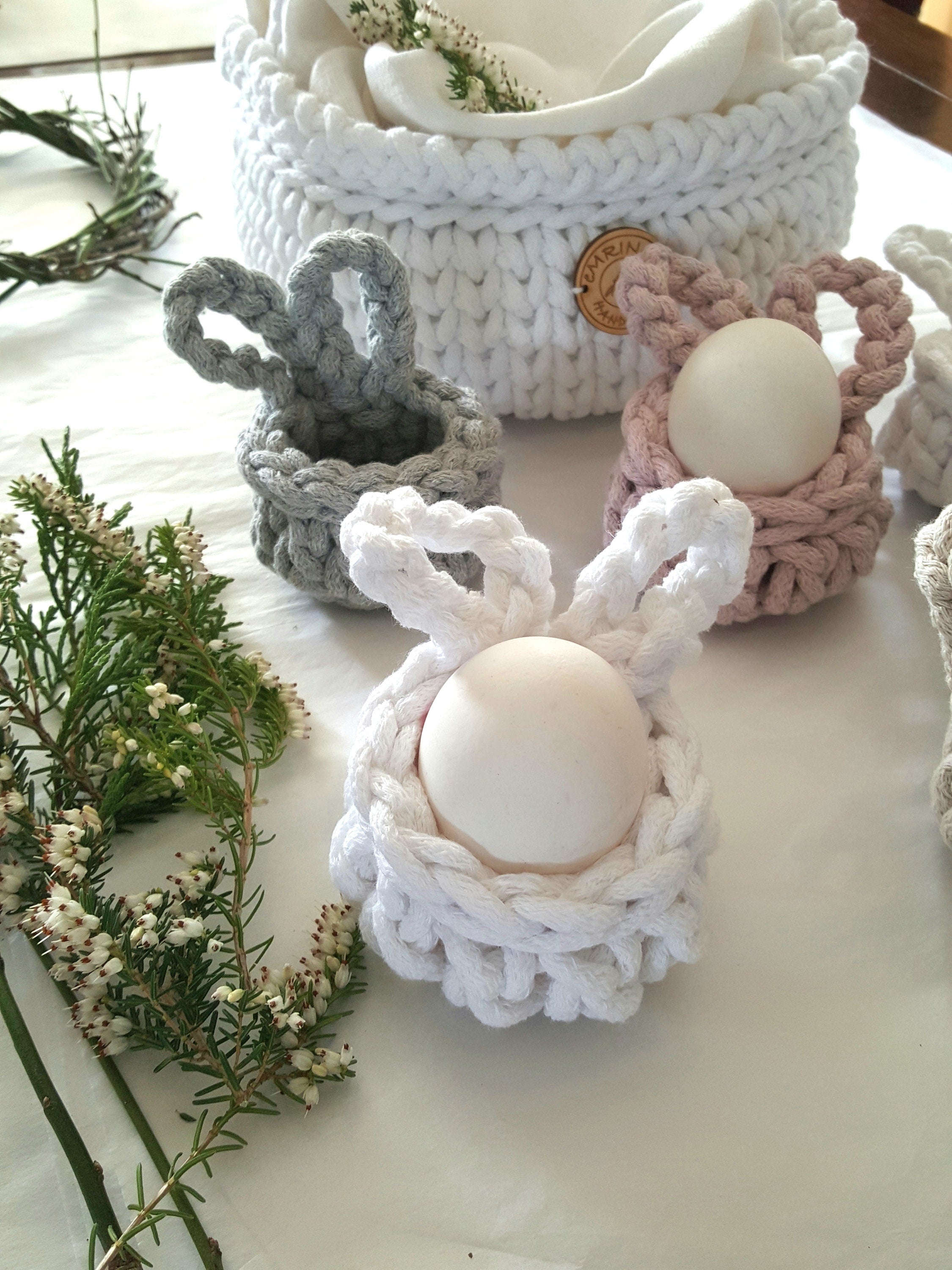 Hasenbecher, Easterbunny, Eierbecher, Hasenkorb, Gehäkelter Korb , Wohnzimmer Dekoration, Ostergeschenk, Gäste, Nordic Stile