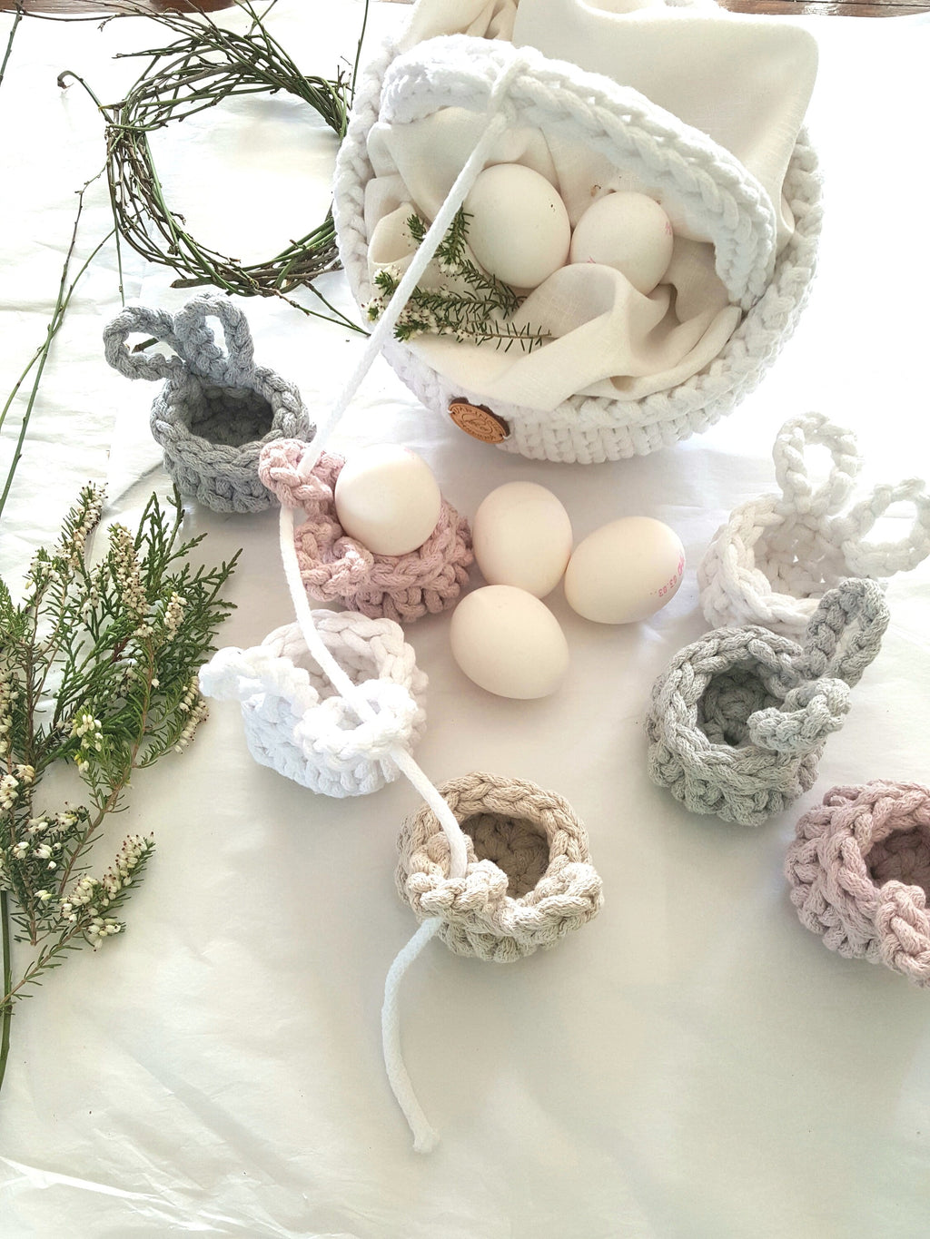 Hasenbecher, Easterbunny, Eierbecher, Hasenkorb, Gehäkelter Korb , Wohnzimmer Dekoration, Ostergeschenk, Gäste, Nordic Stile