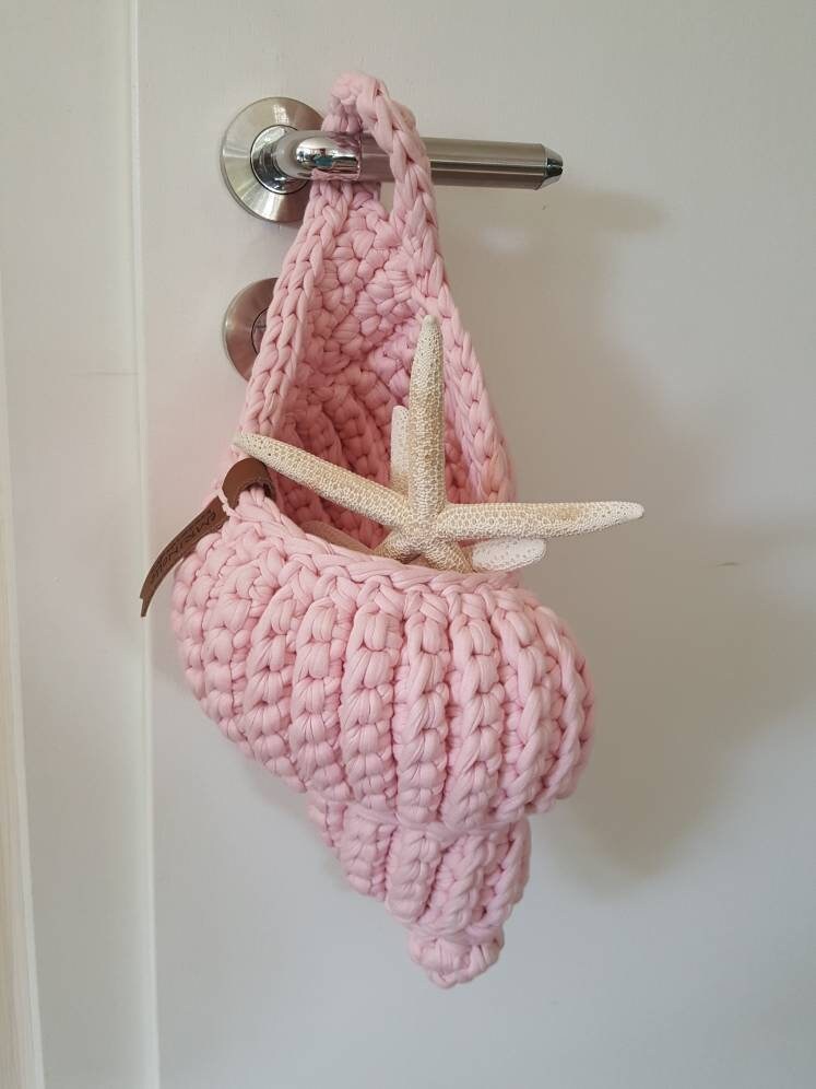 Shell Muschelkorb Muschel gehäkelt Hängekorb Aufbewahrung Giveaway Deko Housewarminggeschenk dekorativ Korb Wohnkultur Baumwolle