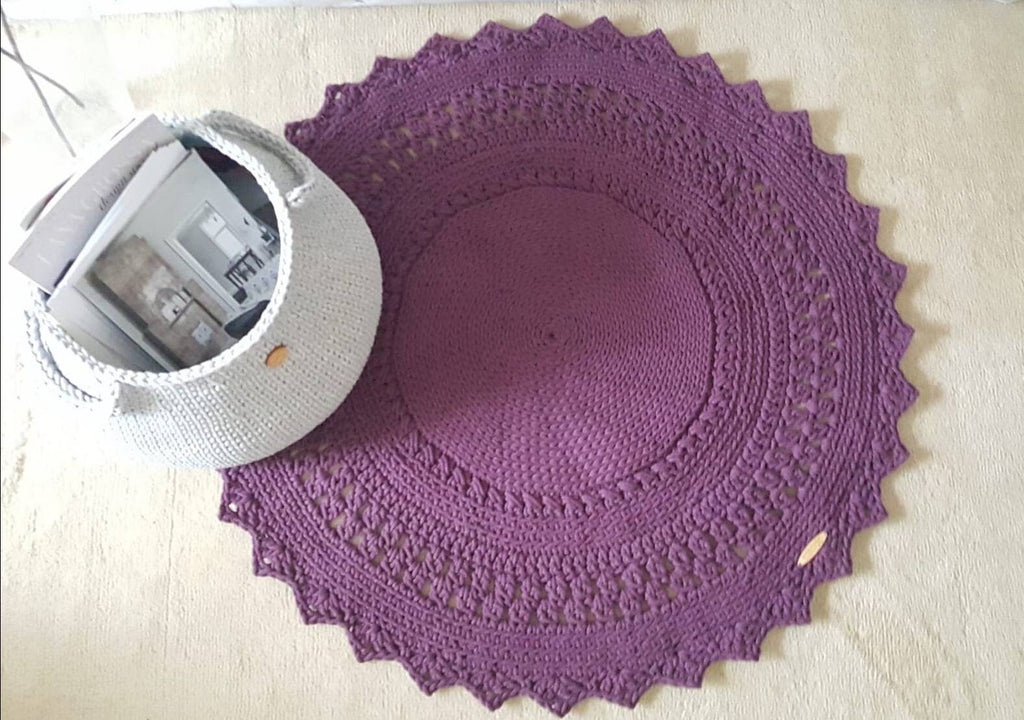 Runder Teppich, gehäkelter Teppich Kinderzimmer Dekor, Geschenk Umzug, Geschenk Taufe, skandinavischer Stil, vintage, Teppich handgefertigt