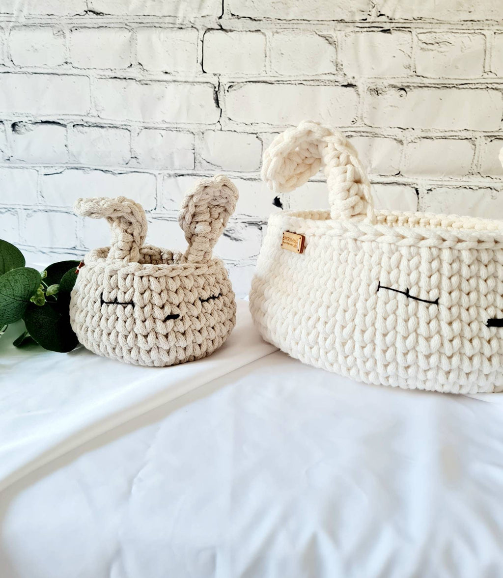 HasenKorb, Utensilo gehäkelt, Taufe Geschenkidee, Bunny Korb, Kinderzimmer Deko, Babyausstattung Babypartygeschenk, Babyzimmer Aufbewahrung