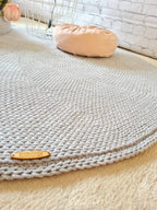 Teppich rund Badezimmer, Baumwollteppich beige, Teppich Babyzimmer, Mandala Teppich, skandinavisches Dekor, gehäkelter Teppich modern, Wohn