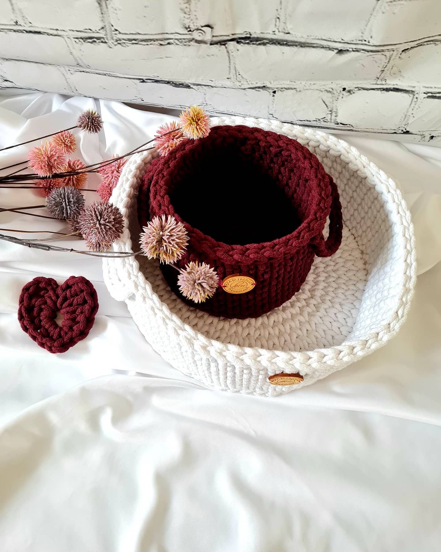 Korb gehäkelt rund, Baumwollkorb, Babyzimmer deko, Kinderzimmer Dekoration, Babyausstattung Babypartygeschenk, Babyzimmer Aufbewahrung,