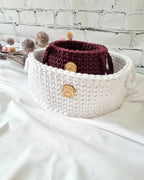 Korb gehäkelt rund, Baumwollkorb, Babyzimmer deko, Kinderzimmer Dekoration, Babyausstattung Babypartygeschenk, Babyzimmer Aufbewahrung,