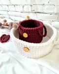 Korb gehäkelt rund, Baumwollkorb, Babyzimmer deko, Kinderzimmer Dekoration, Babyausstattung Babypartygeschenk, Babyzimmer Aufbewahrung,