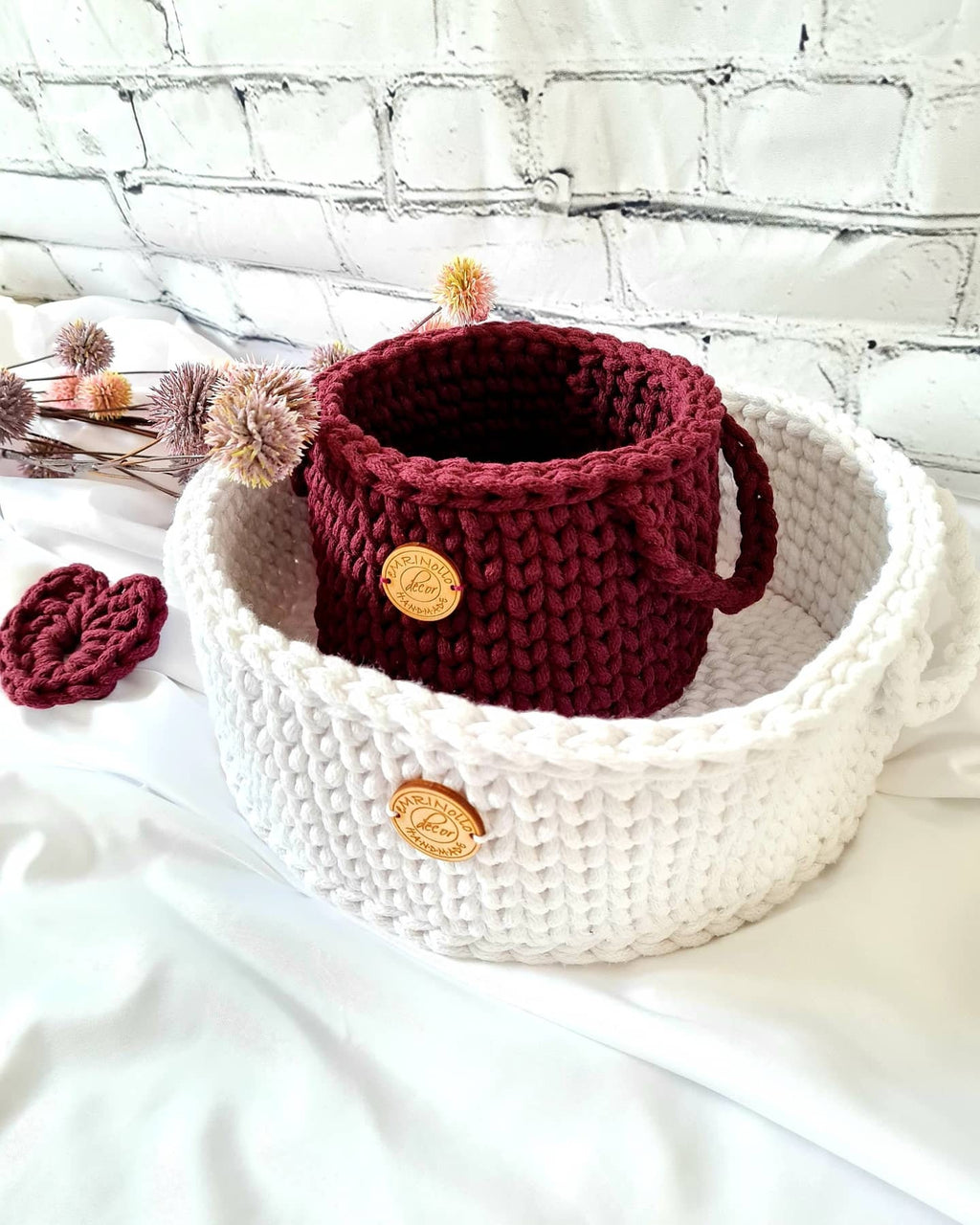 Korb gehäkelt rund, Baumwollkorb, Babyzimmer deko, Kinderzimmer Dekoration, Babyausstattung Babypartygeschenk, Babyzimmer Aufbewahrung,