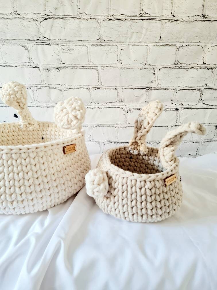 HasenKorb, Utensilo gehäkelt, Taufe Geschenkidee, Bunny Korb, Kinderzimmer Deko, Babyausstattung Babypartygeschenk, Babyzimmer Aufbewahrung