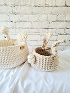 HasenKorb, Utensilo gehäkelt, Taufe Geschenkidee, Bunny Korb, Kinderzimmer Deko, Babyausstattung Babypartygeschenk, Babyzimmer Aufbewahrung