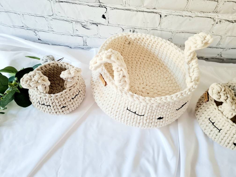 HasenKorb, Utensilo gehäkelt, Taufe Geschenkidee, Bunny Korb, Kinderzimmer Deko, Babyausstattung Babypartygeschenk, Babyzimmer Aufbewahrung