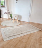Teppich rund Badezimmer, Baumwollteppich beige, Teppich Babyzimmer, Mandala Teppich, skandinavisches Dekor, gehäkelter Teppich modern, Wohn