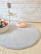 Teppich rund Badezimmer, Baumwollteppich beige, Teppich Babyzimmer, Mandala Teppich, skandinavisches Dekor, gehäkelter Teppich modern, Wohn